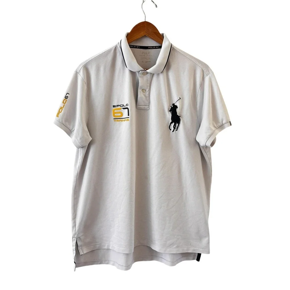 Polo Ralph Lauren Polo Shirt Mens XL White Polo 67 Training Large Pony FLAWS